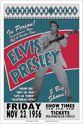 Raw Sugar Art Studio Póster de concierto de Elvis Presley 1956 Cleveland