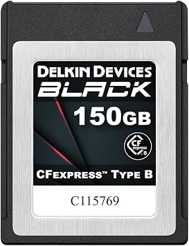 Delkin Devices BLACK CFexpress Type B Memory Card, up to 1725MB/s Read, 1530MB/s Write, for Professional Video and Photography 150GB