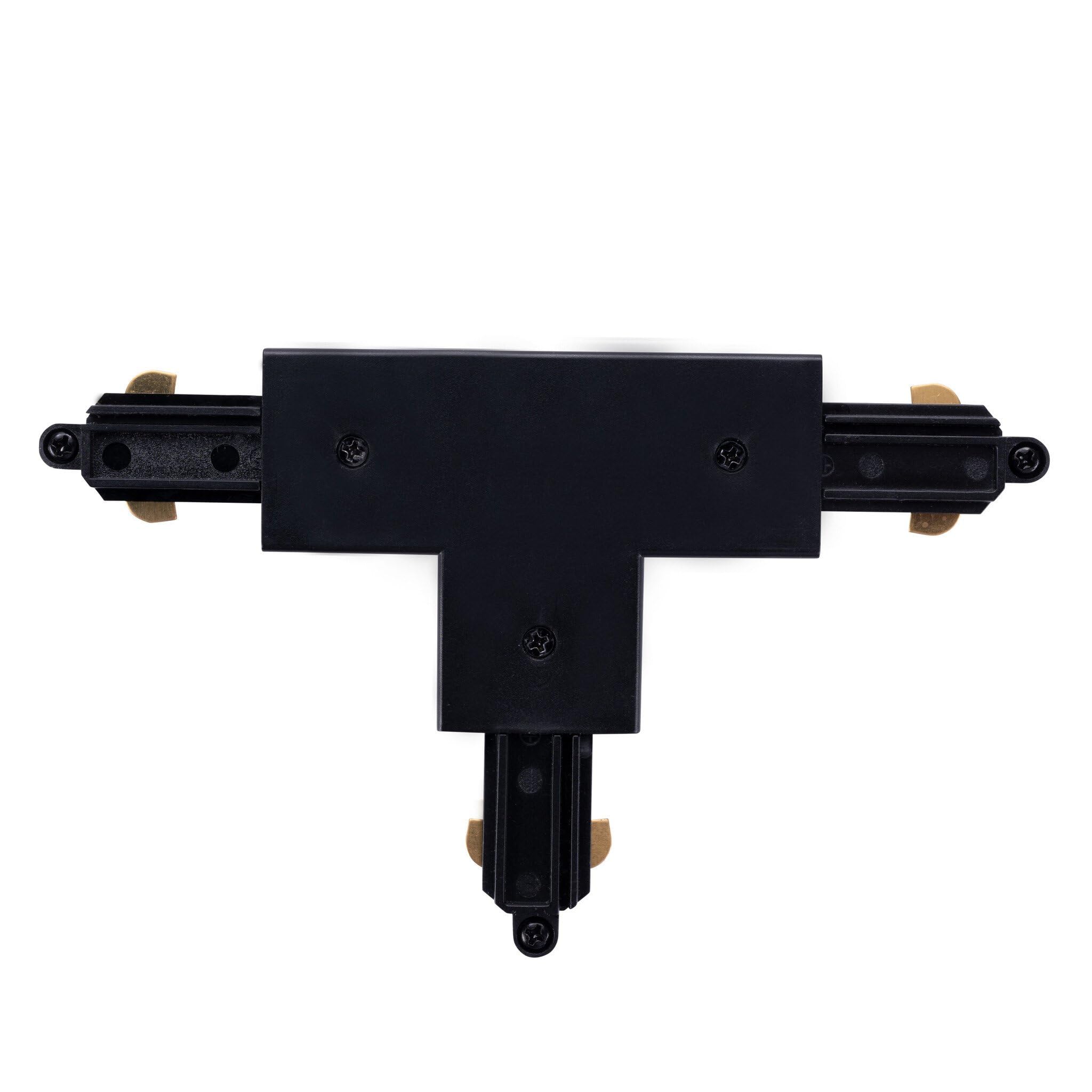 Ledvion - Conector Tipo T, Carril Monofasico, Negro, Lampara techo, plafon led techo cocina, luces led, focos led interior techo