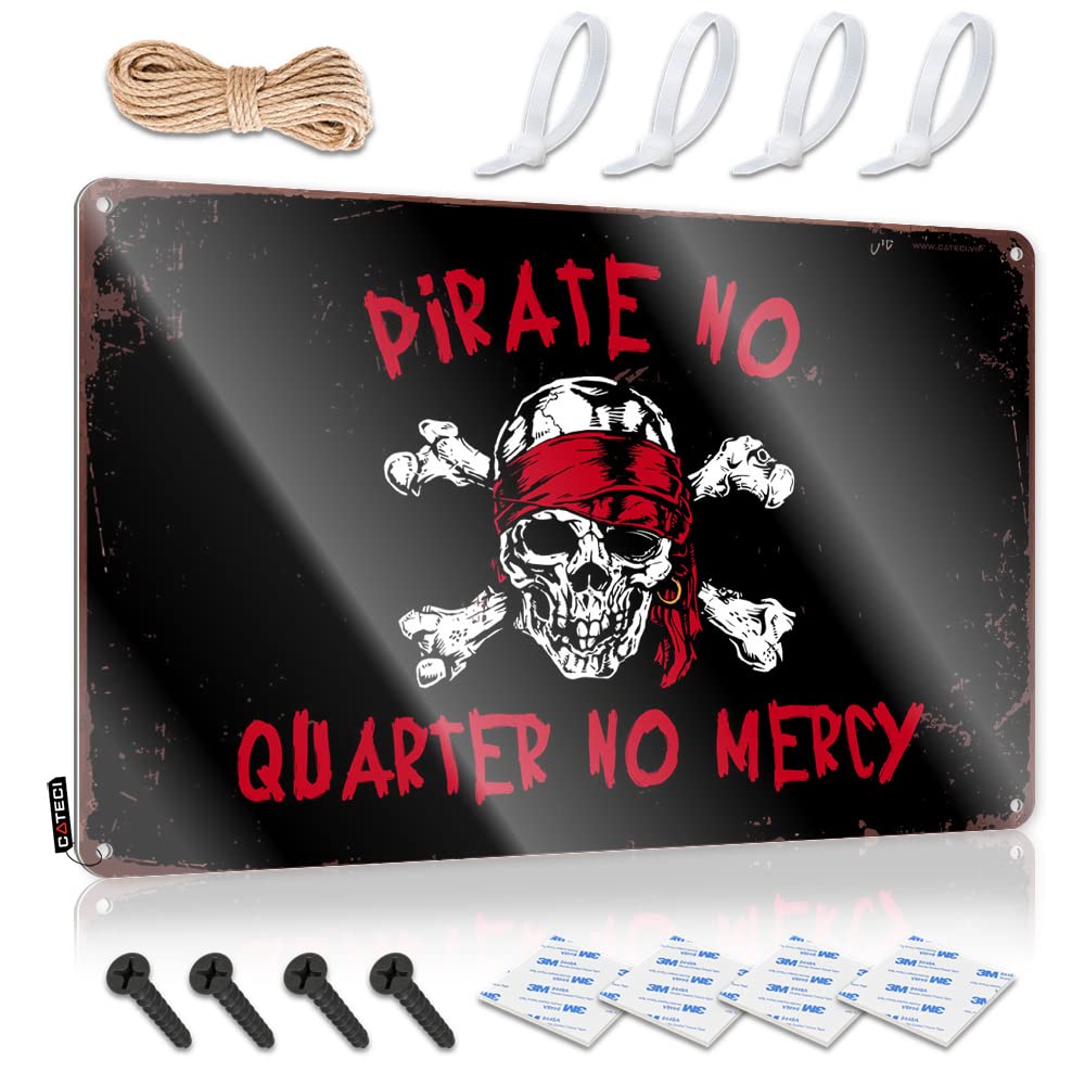 STWNVOITV Tinsign Decor Pirate No Quarter No Mercy Tin Sign Beer Bar Metal Sign Tin Metal Bar Signs(30X40CM)