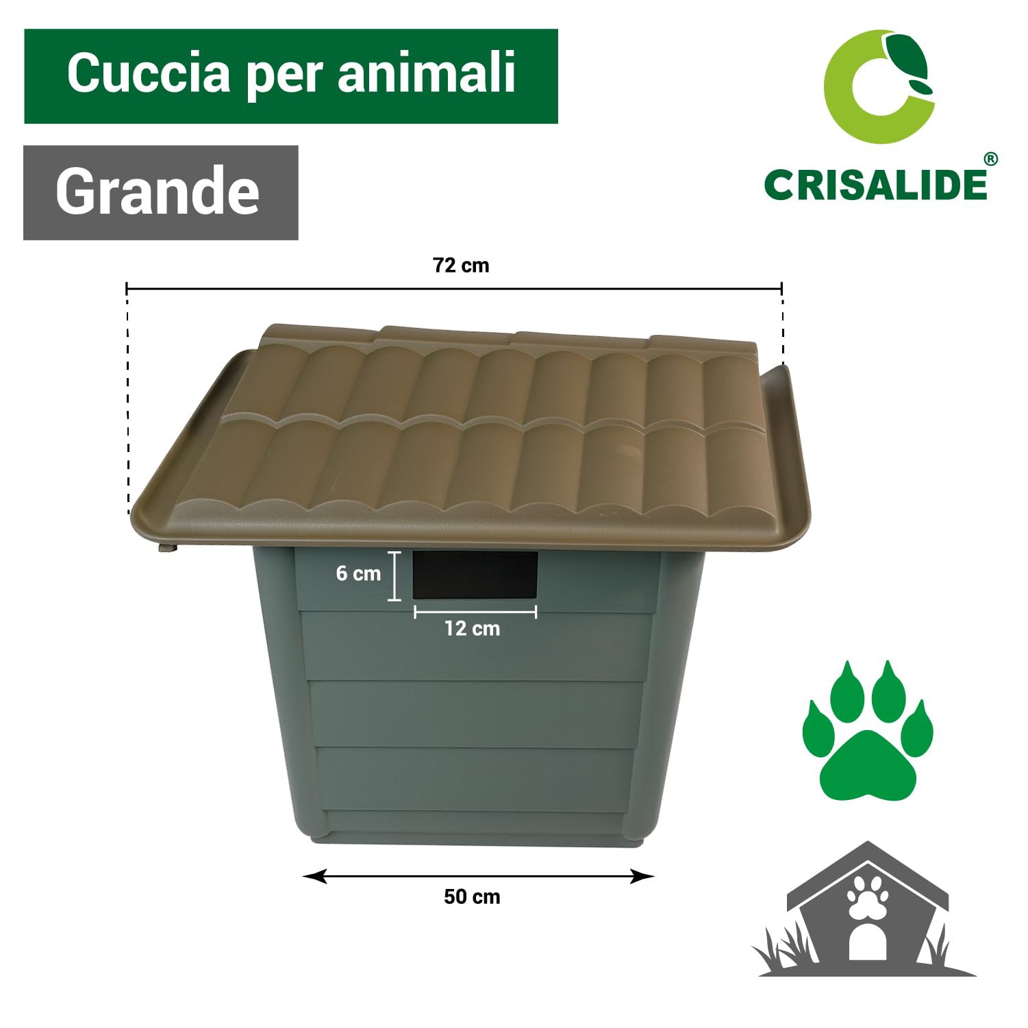 Crisalide – Cuccia per Cani Grande | Robusta, Impermeabile e Resistente ai Raggi UV | Facile da Montare e Pulire | Ideale per Esterni e Interni, 3 dimensioni (XL)