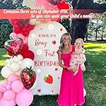 Name Custom Berry First Birthday Party Decal for Backdrop Sweet One Birthday Sign for Balloon Arch Strawberry 1st Birthdays Decor Supplies Baby Girls Birthdays Photo Background Vinyl Stickers - Image 3