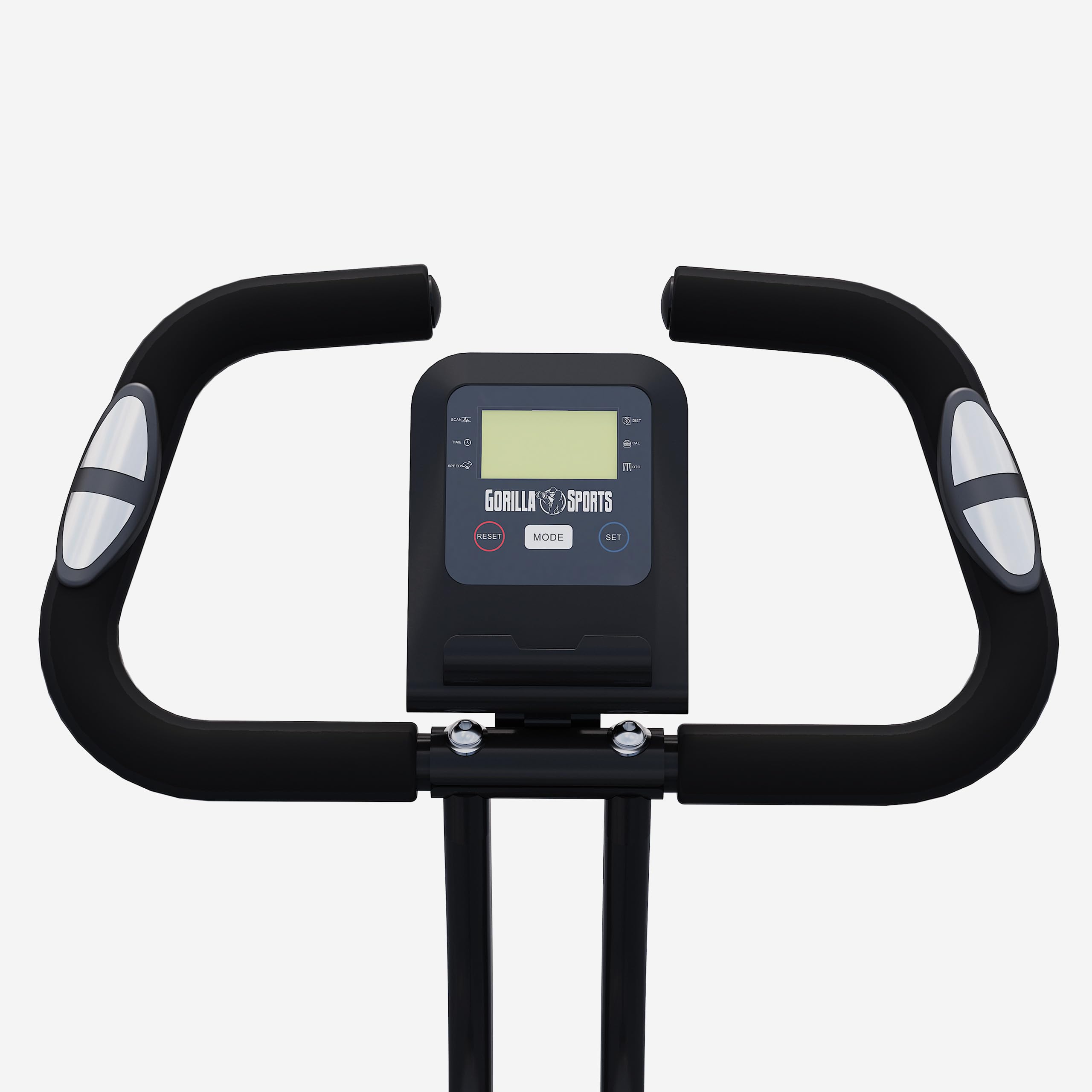 GORILLA SPORTS® Klappbarer Heimtrainer mit 8 Widerstandsstufen, bis 110 kg | X-Frame mit Magnetwiderstand, höhenverstellbarem Sattel und Bordcomputer für Distanz, Tempo, Kalorien und Puls