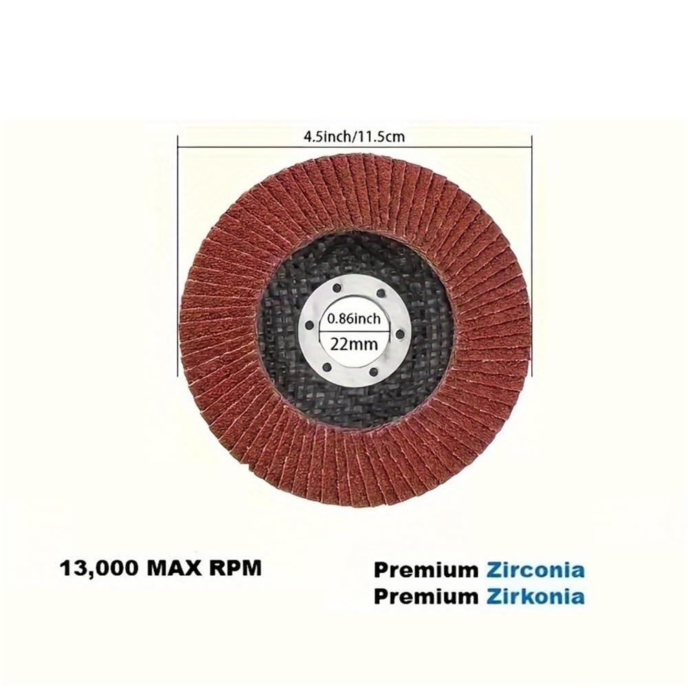 Mola abrasiva 5 dischi lamellari in da 4-1/2 pollici, mole abrasive grana 40-120, ruote for levigatura con albero 7/8 for legno(40)