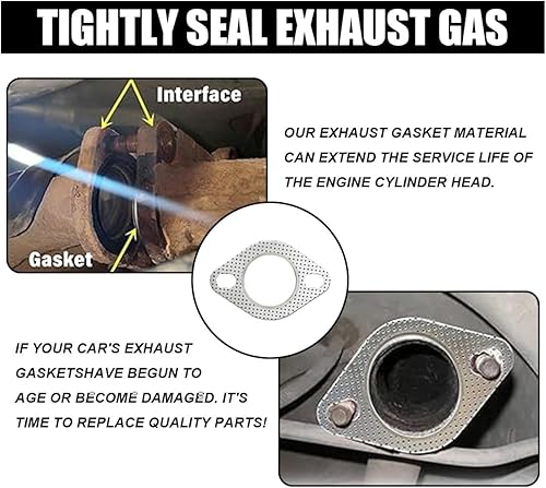 Miniatura 10 de 2 juntas de escape de automóvil, ultra sellado, 2 pernos y 3 pulgadas, junta de escape estándar, junta reforzada de alta temperatura, accesorios