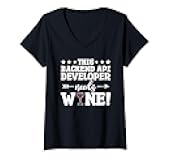 This Backend API Developer Needs Wine V-Neck T-Shirt