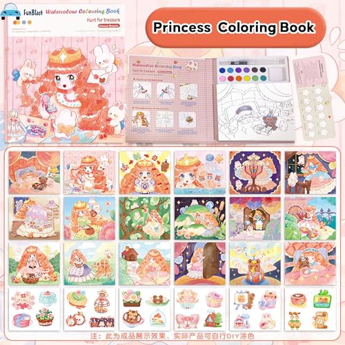 Image of FunBlast Watercolor Painting Book Set - DIY Graffiti Coloring Note-Book with Watercolor