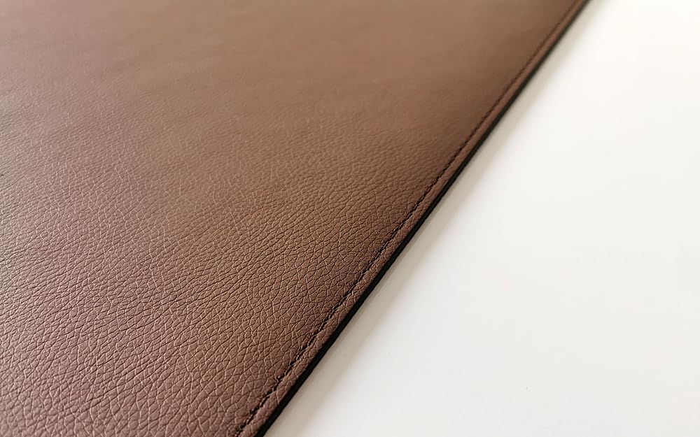 PM Gewinkelte Schreibtischunterlage mit Kantenschutz sanft lux Leder Braun (70cm x 48cm)