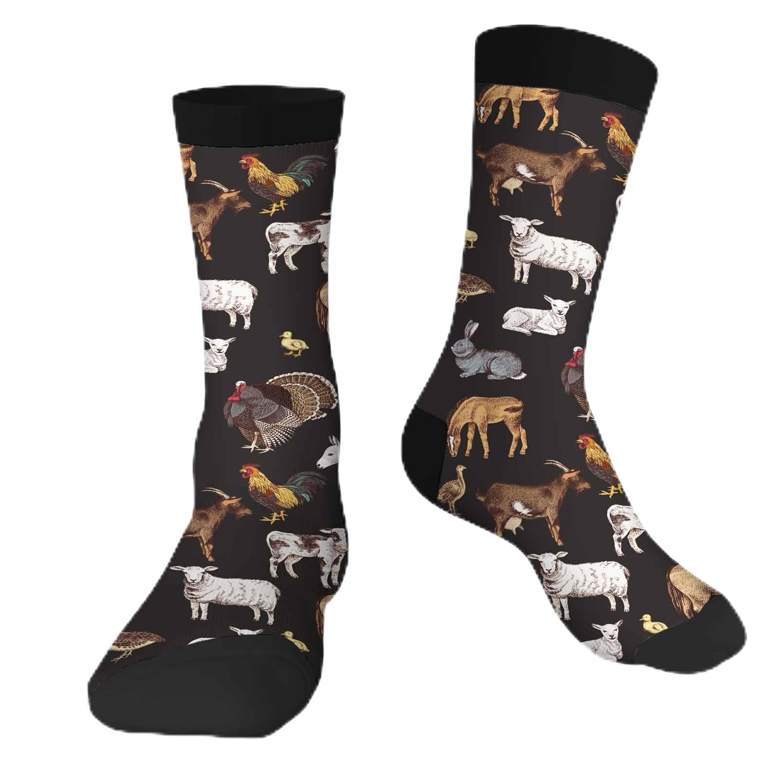 Muntayson Farm Animals Athletic Cushioned Crew Socks Cushioned Crew Socks with Arch Compression Secure Fit Women Men