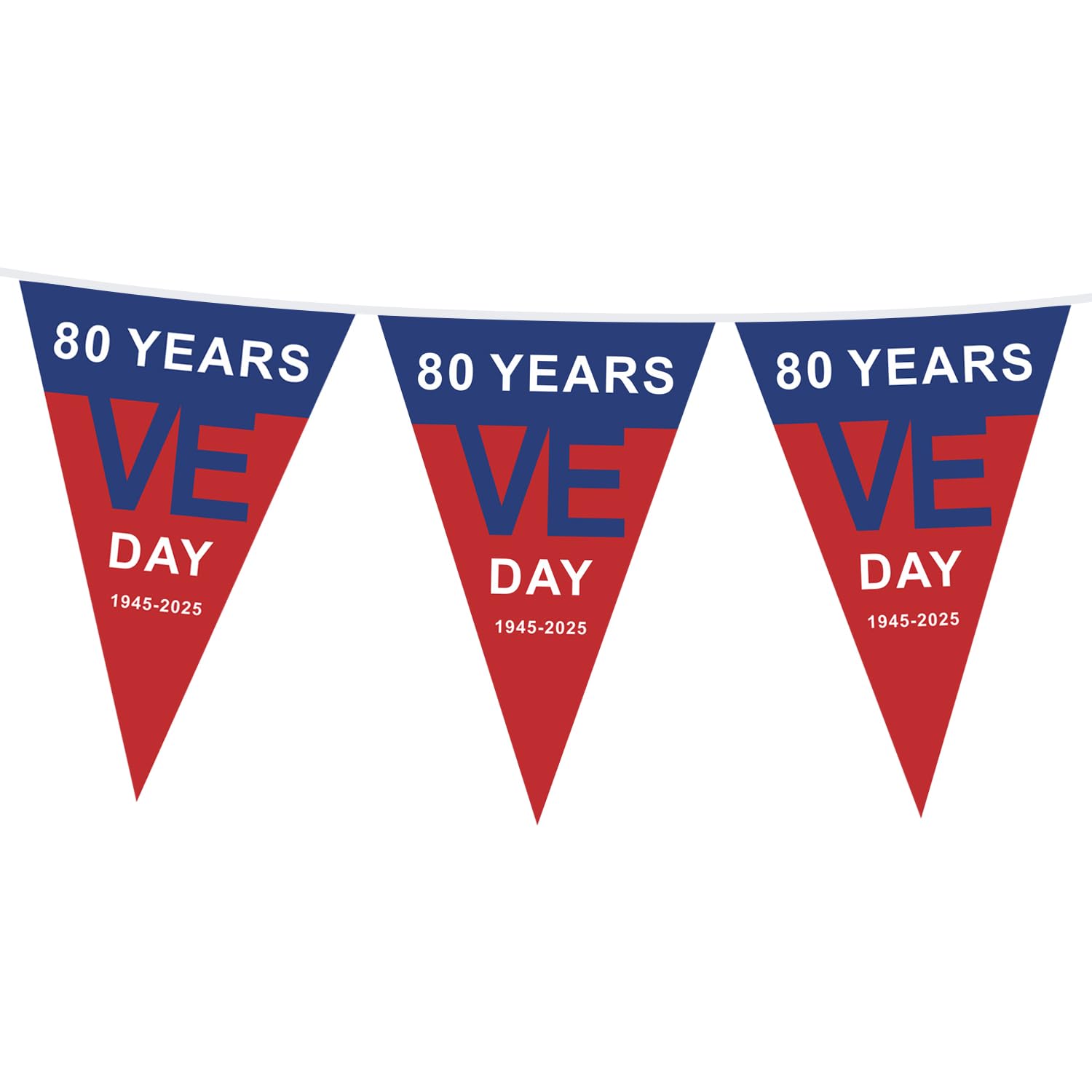 VE Day 80th Anniversary Bunting, VE Day 80th Anniversary Flag 2025 Celebration Decorations VE Day Bunting Banner, 80 Years Victory In Europe Flag (E)