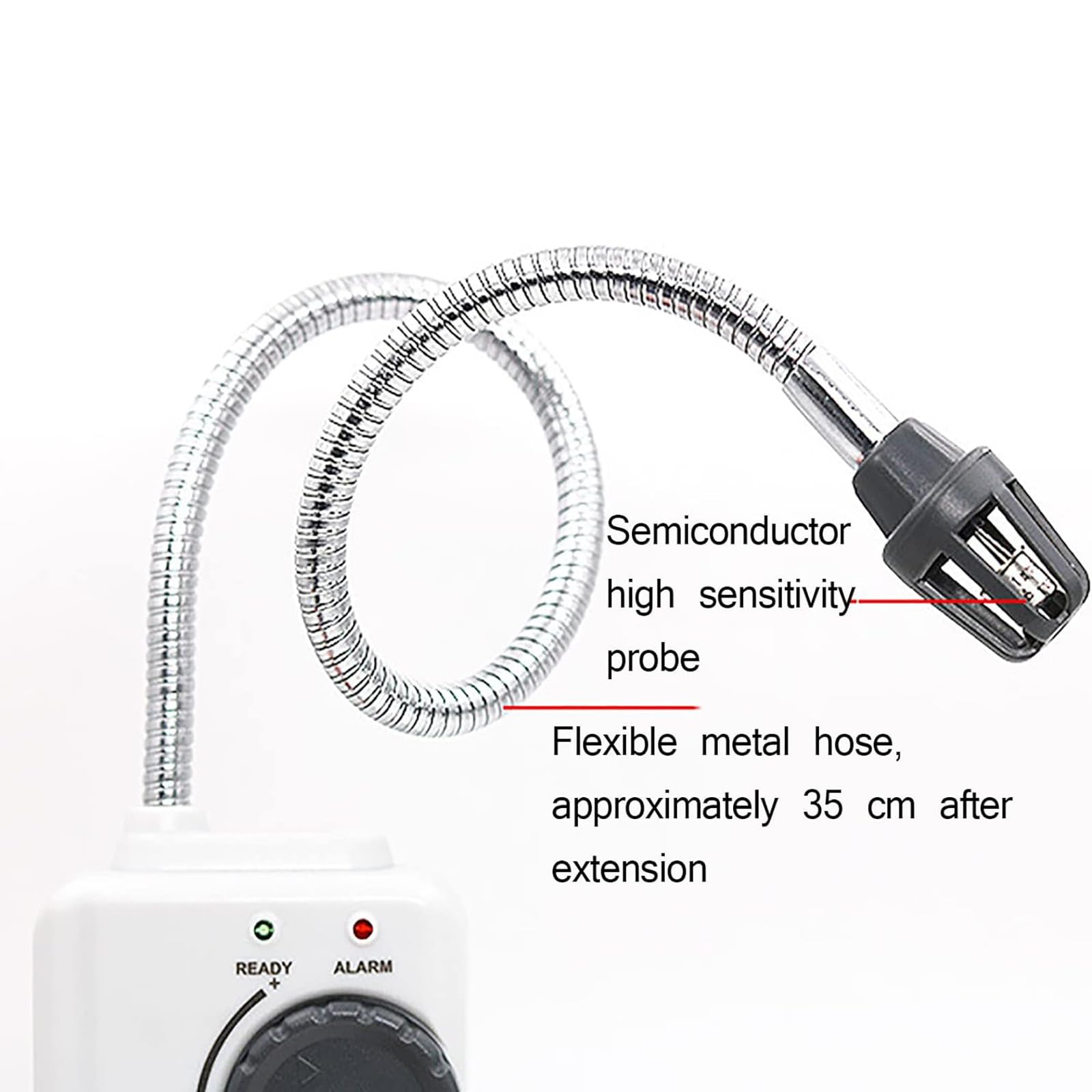 Detector De Fugas De Gas Portátil, Rastreador De Gas De Mano con Sonda Flexible De Cuello De Cisne De 35 Cm, Alarma Sonora Y Zumbador, Sensibilidad De 50 Ppm De Metano Y Respuesta Rápida