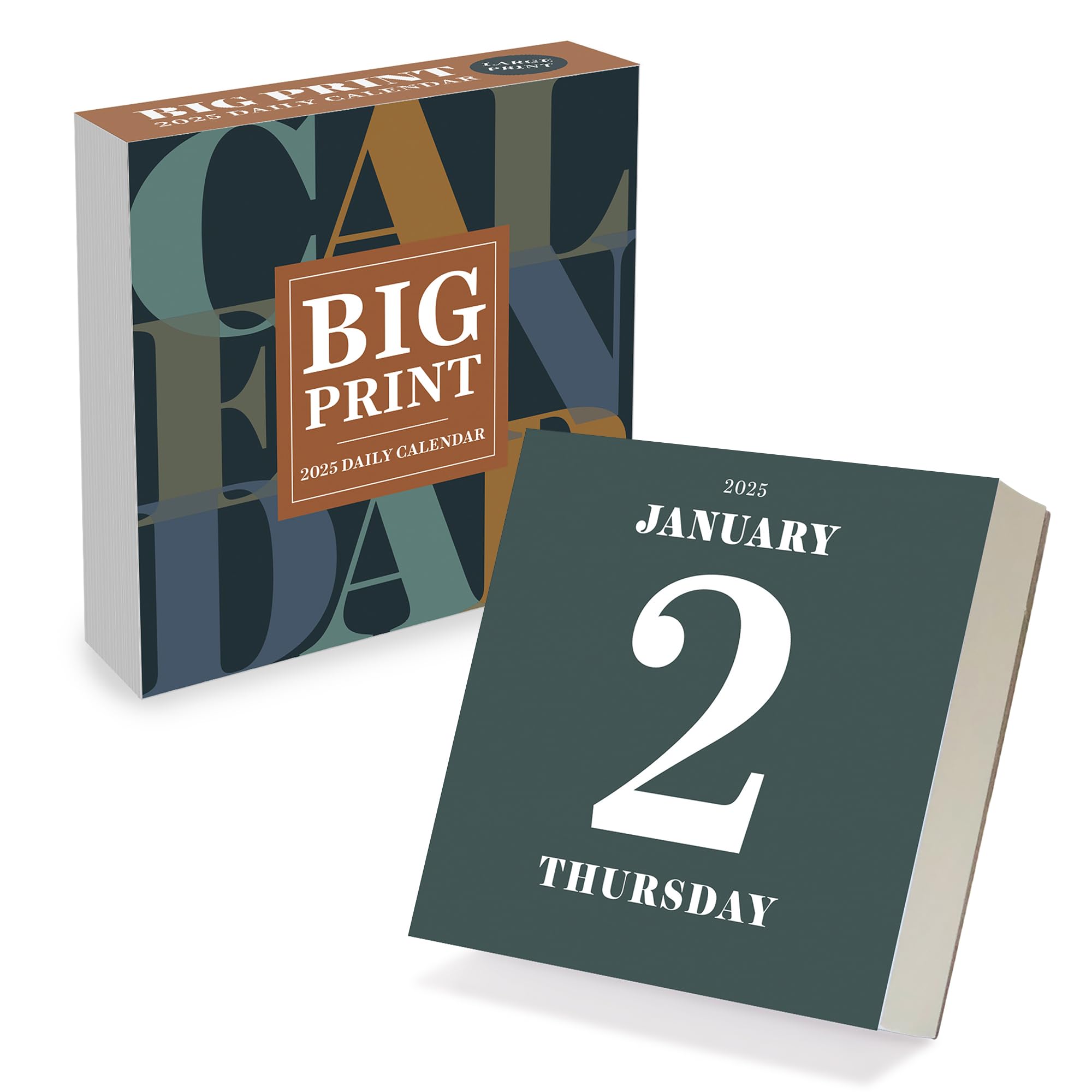 TF PUBLISHING 2025 Big Print Daily Desktop Calendar | Home and Office Organization | Small Desk Top Calendar | Full-Color Easy Tear-Off Pages | Standing Fold-Out Cardboard Easel | 5.25”x5.25”