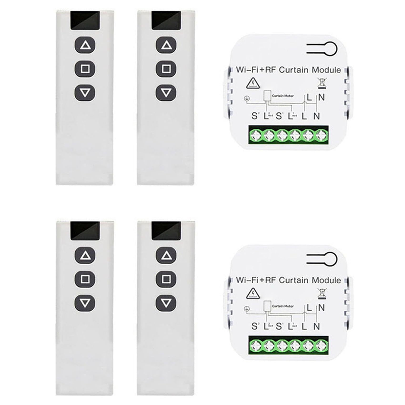 Jnchdghwa White Tuya Smart Life Wifi 433Mhz Blind Curtain Switch With Remote For Electric Roller Shutter Control, 4Rc 2Re