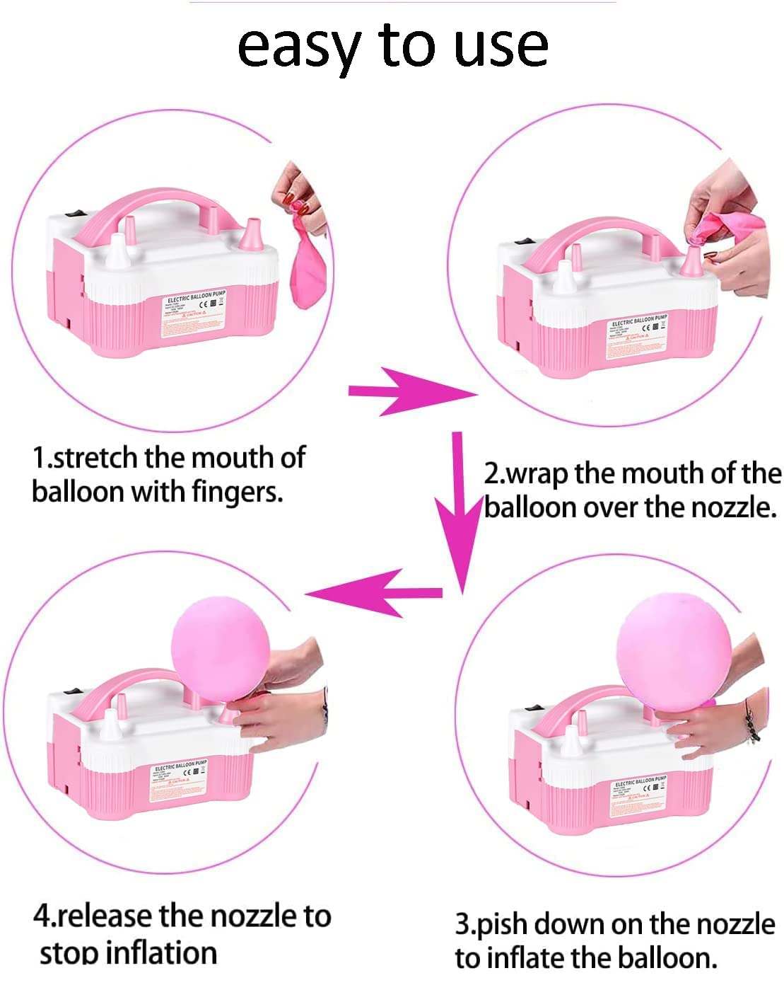 Pompa a palloncino - pompa a palloncino elettrica con doppio ugello (AC220-240V 600W) - gonfiatore portatile della macchina a palloncino per la decorazione del partito di compleanno di nozze