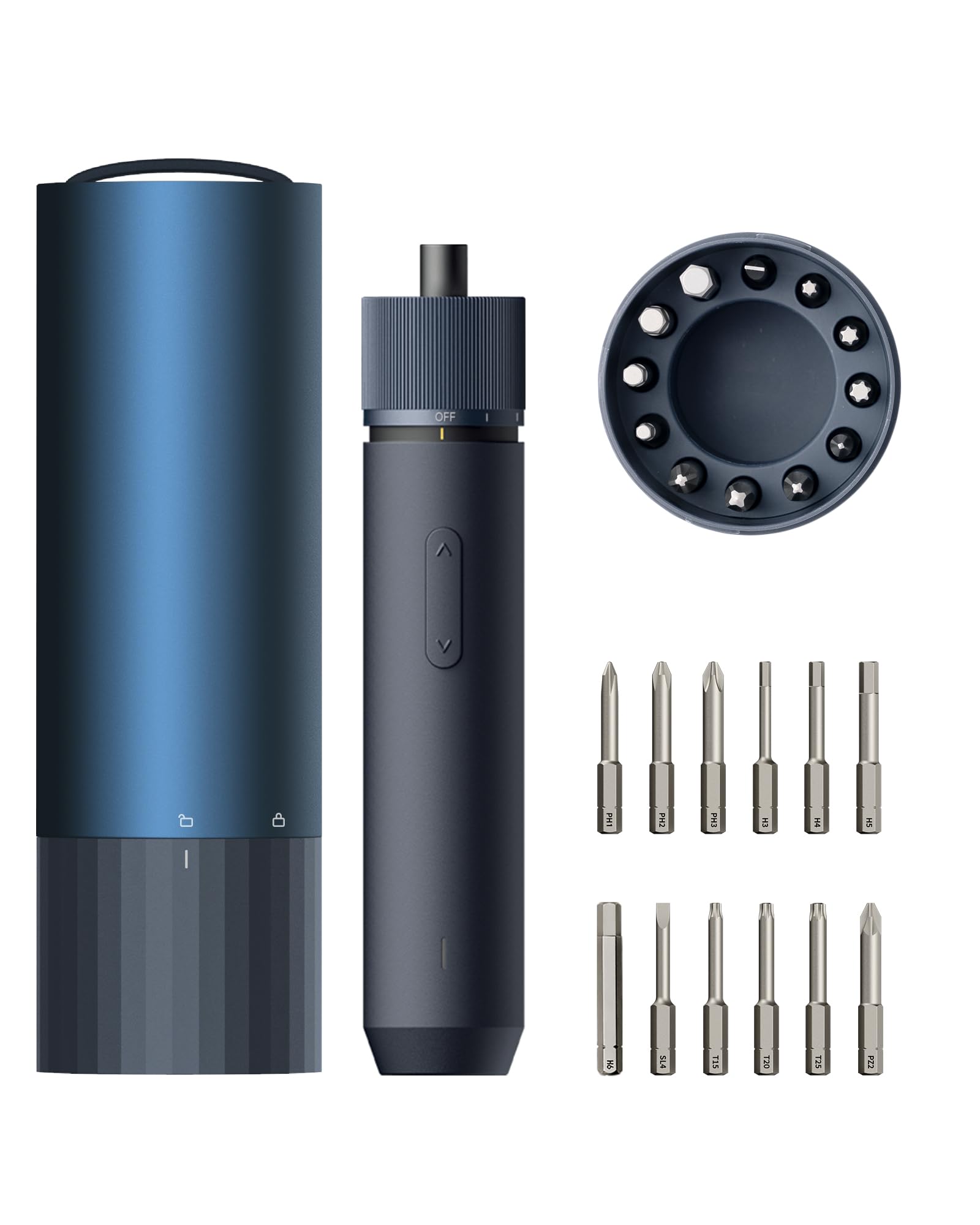 HOTONEX O1 PRO - 3.6V Screwdriver Sets, Electric Screwdriver, All-in-One Cordless Screwdriver, 3 Torque With 12 2-IN S2 Steel Long Bits, LED Shadowless Lamp, Ideal For Computer, Bookcase, Bicycle