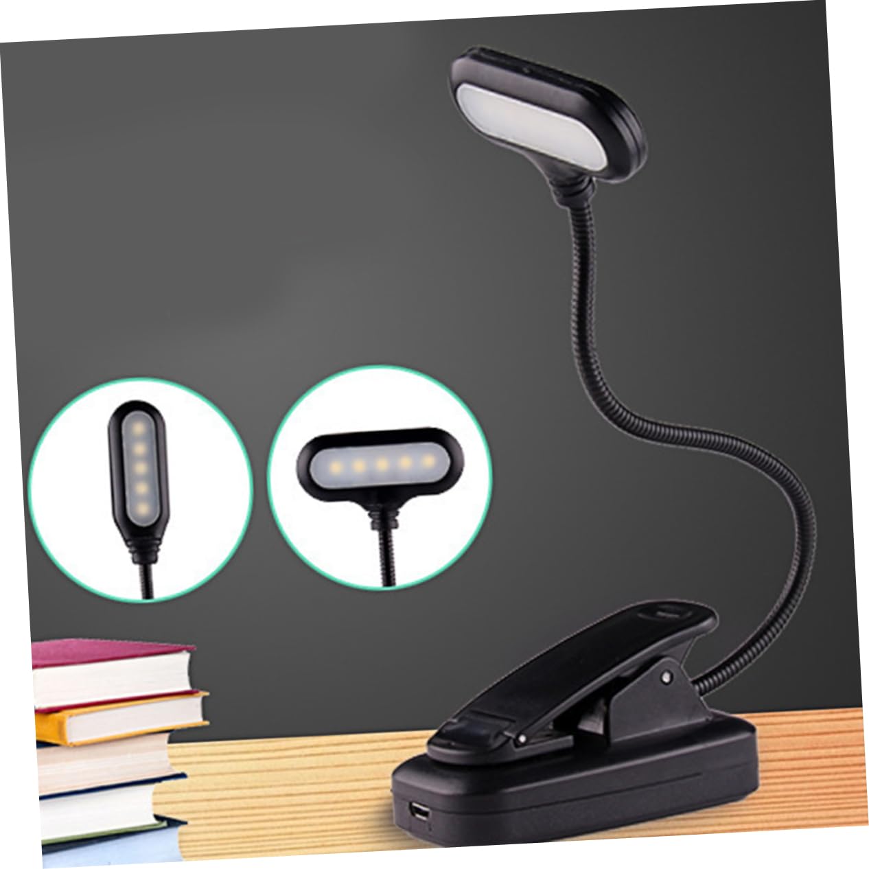 balacoo USB Rechargeable Adjustable LED Reading Light with Clip Flexible Gooseneck Eye Care Table Lamp for Bedside Study Portable Book Light for Hobbies and Camping