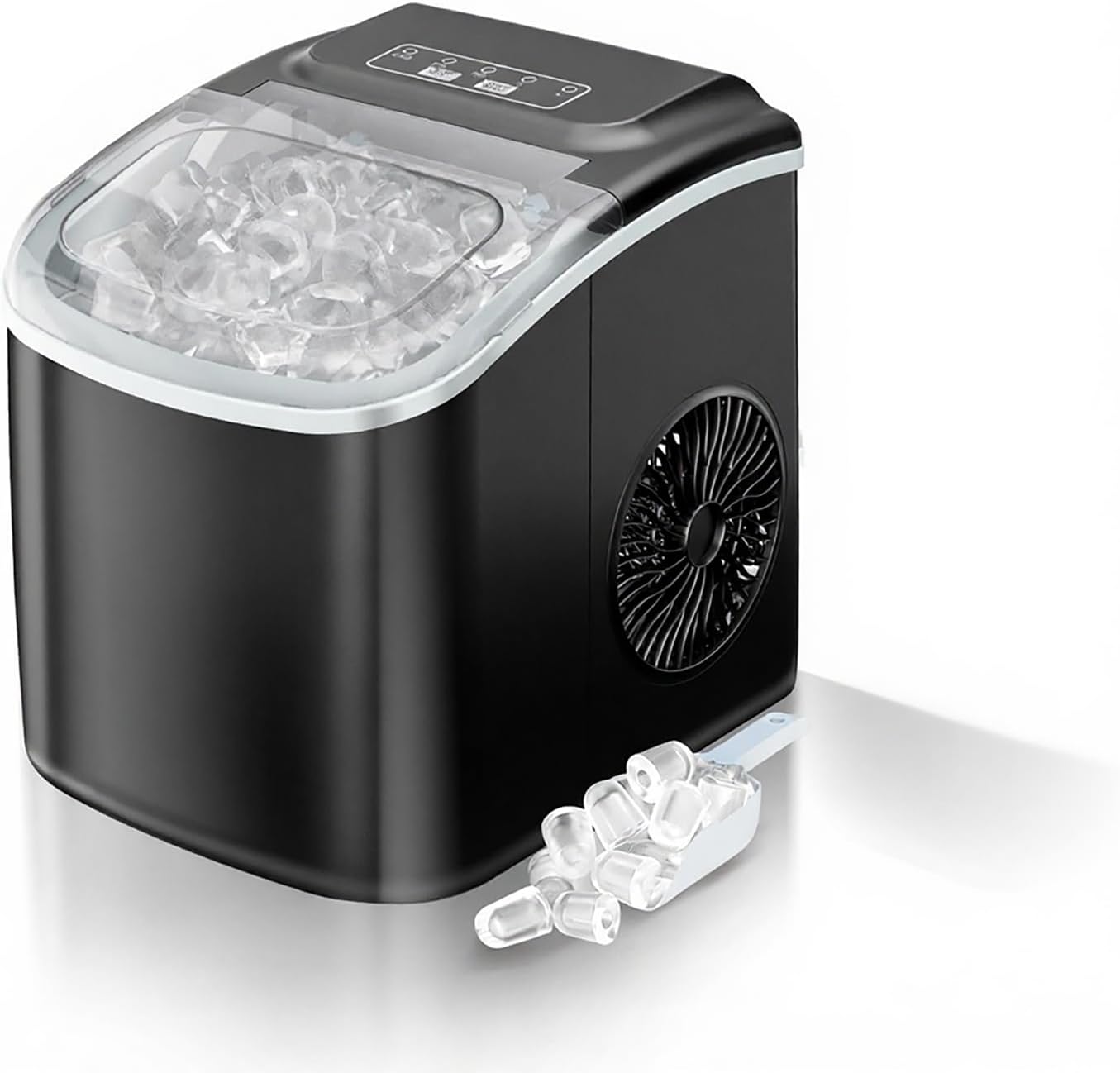 Ice Maker Countertop, 9 Cubes in 6 Mins, 26lbs/24H with 2 Sizes of Bullet Ice, Portable Self-Cleaning Ice Machine with Scoop & Basket, Quiet Compact Ice Maker for Home Kitchen Office Bar Party