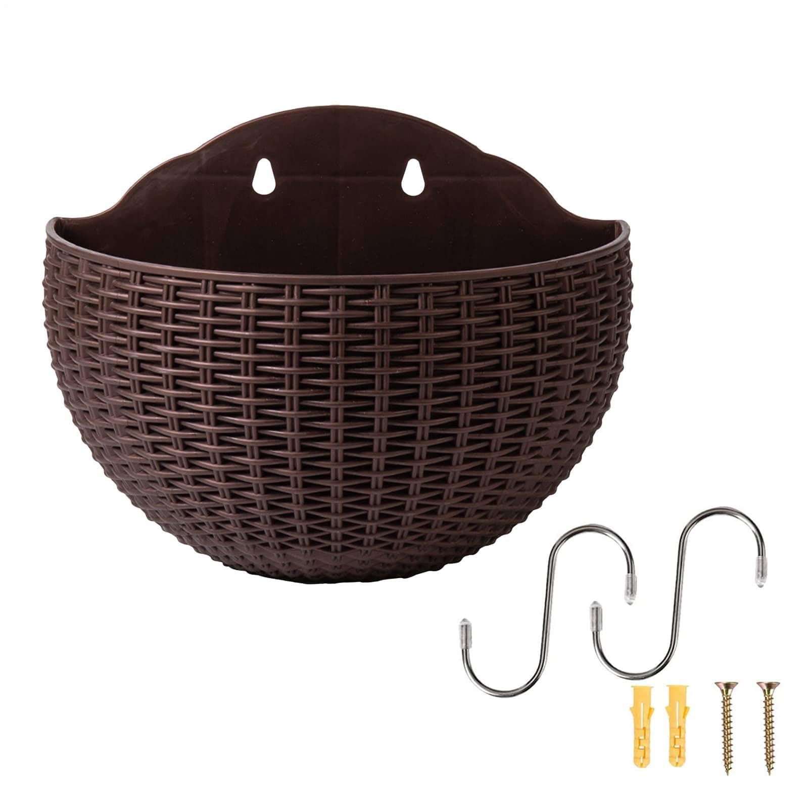 Jardinière suspendue imitation rotin pour fleurs de balcon