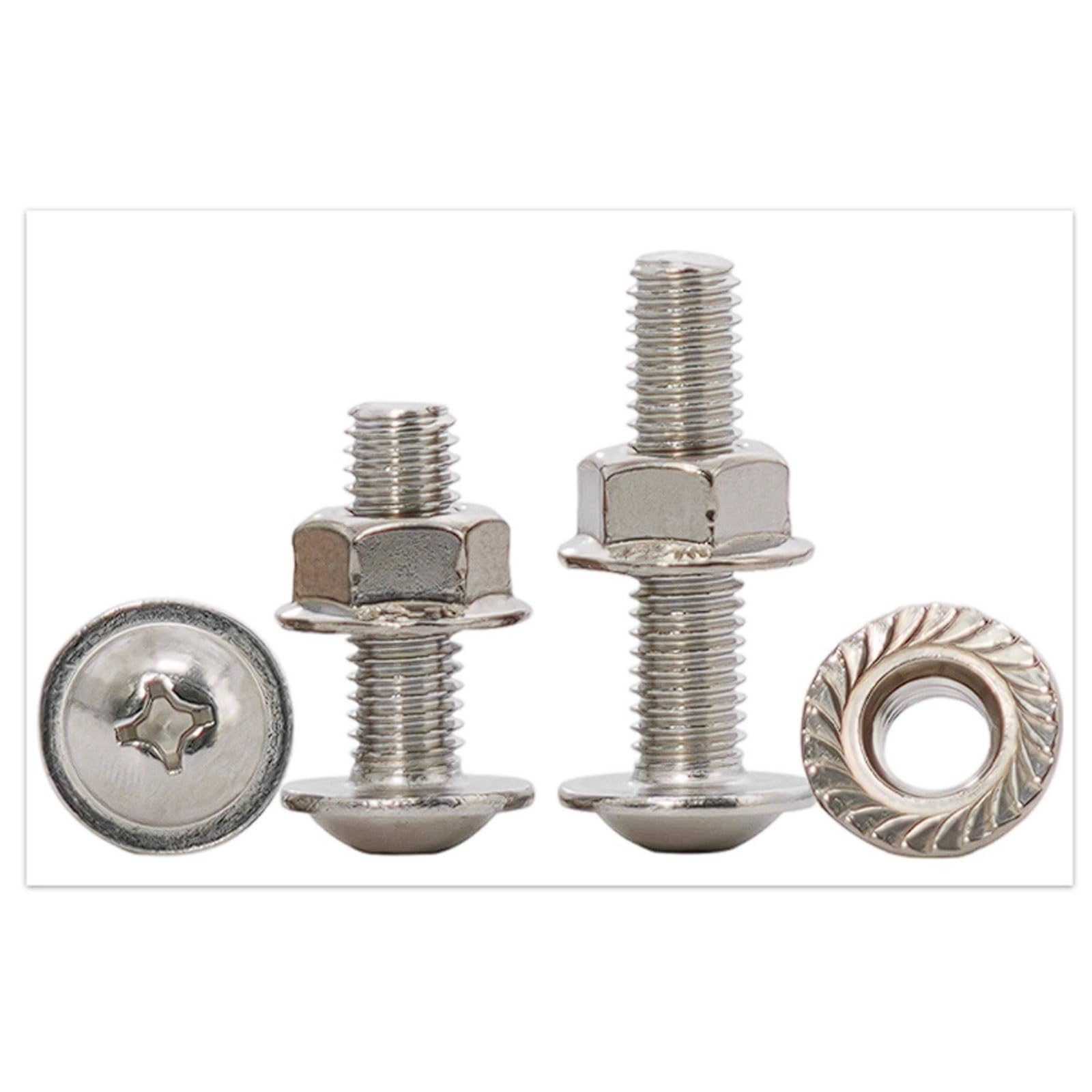 Śruby z łbem walcowym i nakrętkami kołnierzowymi ze stali nierdzewnej 304 Zestaw asortymentowy Płaska śruba imbusowa(M8*14 mm10set)