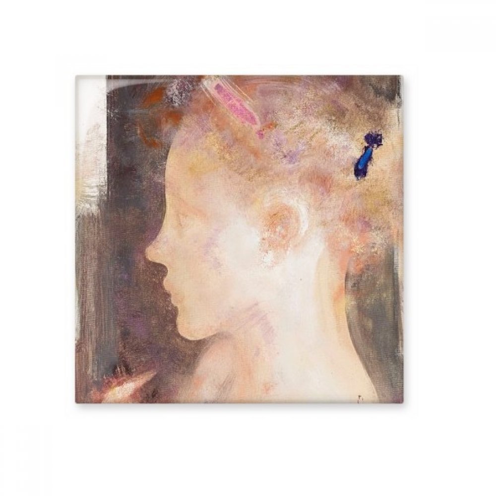 Fille peinture à l'huile sur carrelage glossy pour remplacer les cadres humides