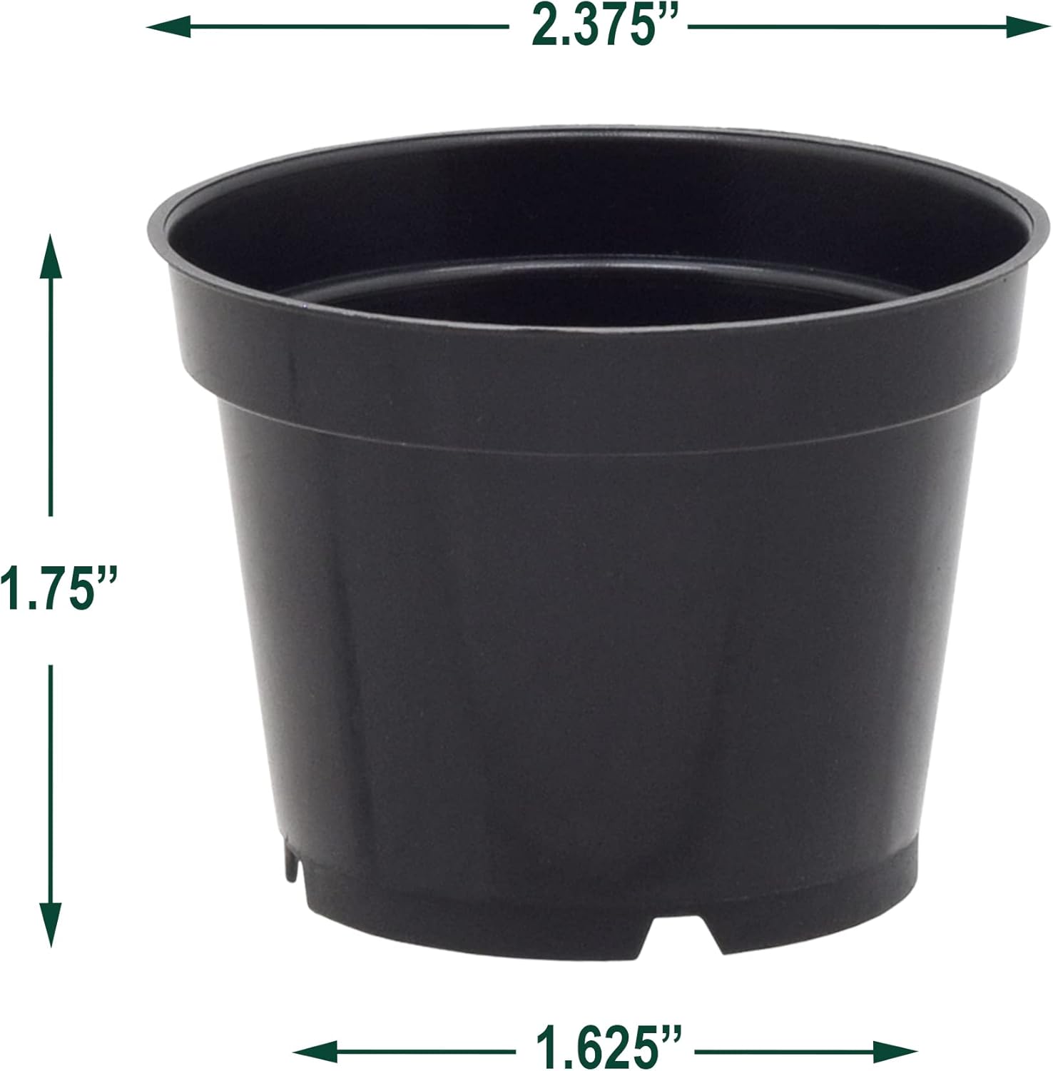 Arcadia Garden Products [100-Pack [2-inch] Nursery Pot with Drainage Holes, Heavy Duty Plastic Injection Mold Grow Pot for Flowers, Seedlings, Succulents, Plant Cuttings, Black