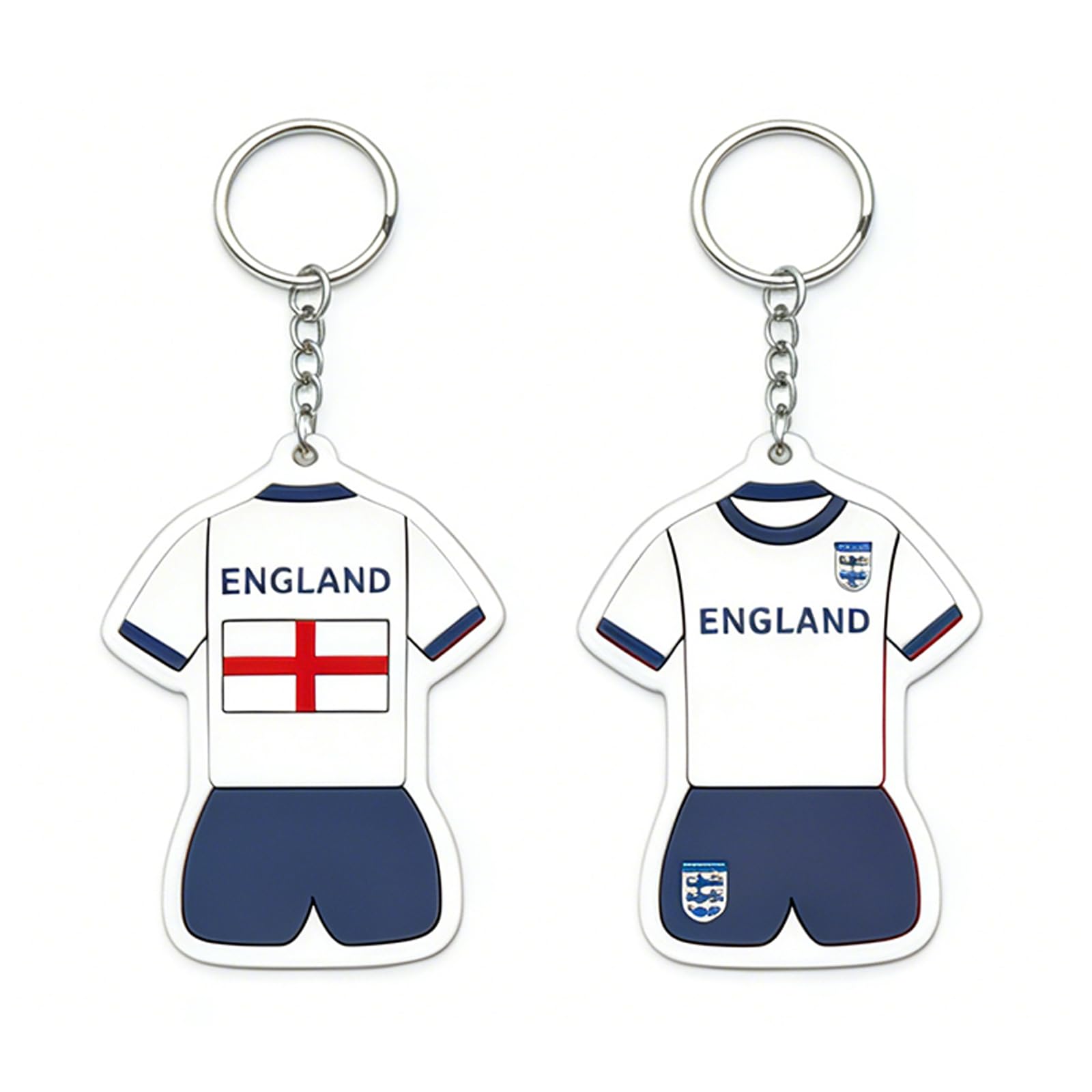 KTGUK Football Keyring,St Georges Flag England Football Jersey Keychain,England Soccer Keyring with National Flags,for Soccer Fan Merchandise Theme Gifts(Blue&White)