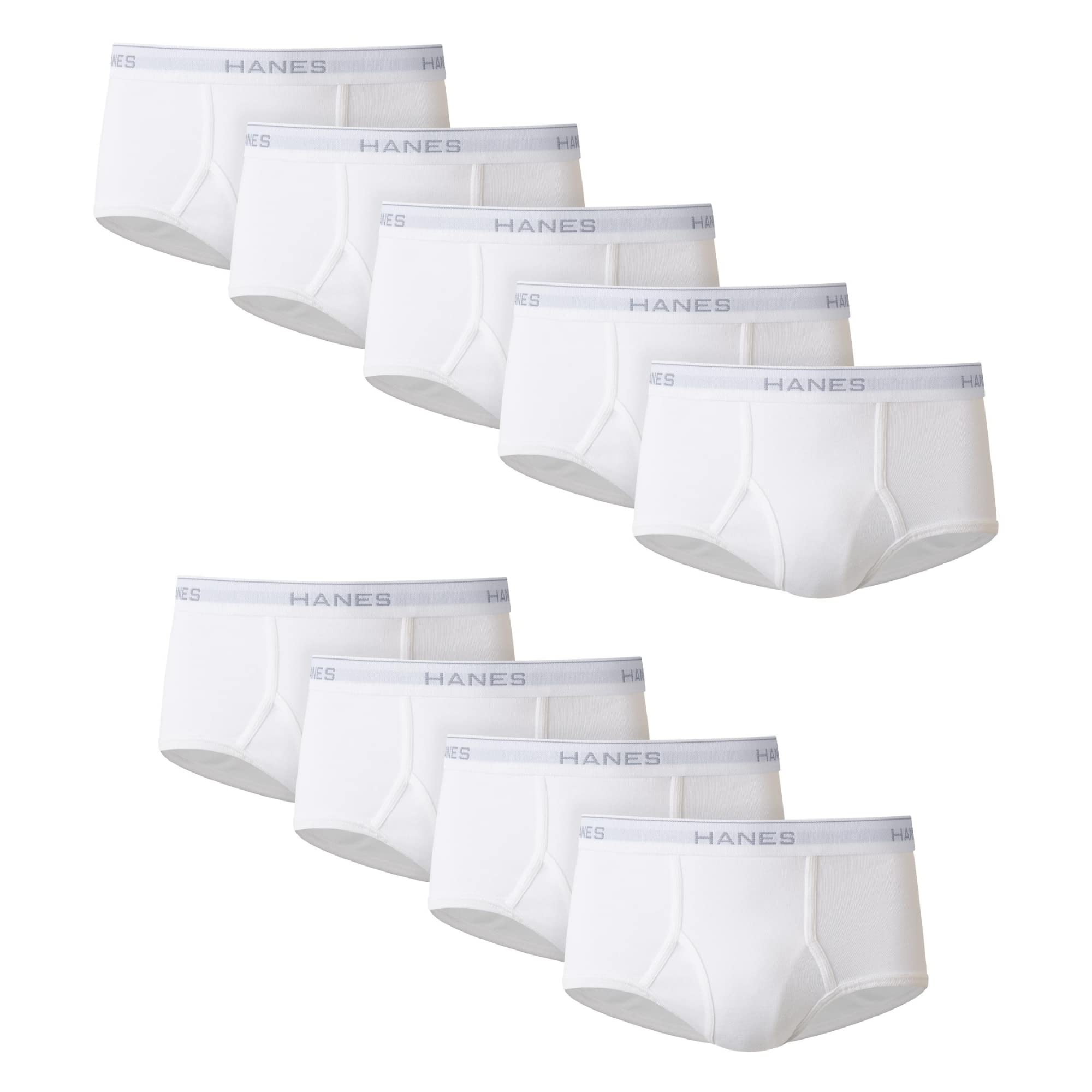 Hanes Men's Cotton Briefs, Moisture-Wicking, Available in White and Black, Multi-Packs (Pack of 9)