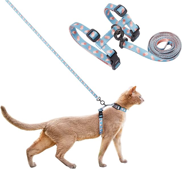 pidan Cat Harness and Leash Set, Cats Escape Proof - Adjustable Kitten Harness for Large Small Cats, Lightweight Soft Walking Travel Petsafe Harness (Blue)