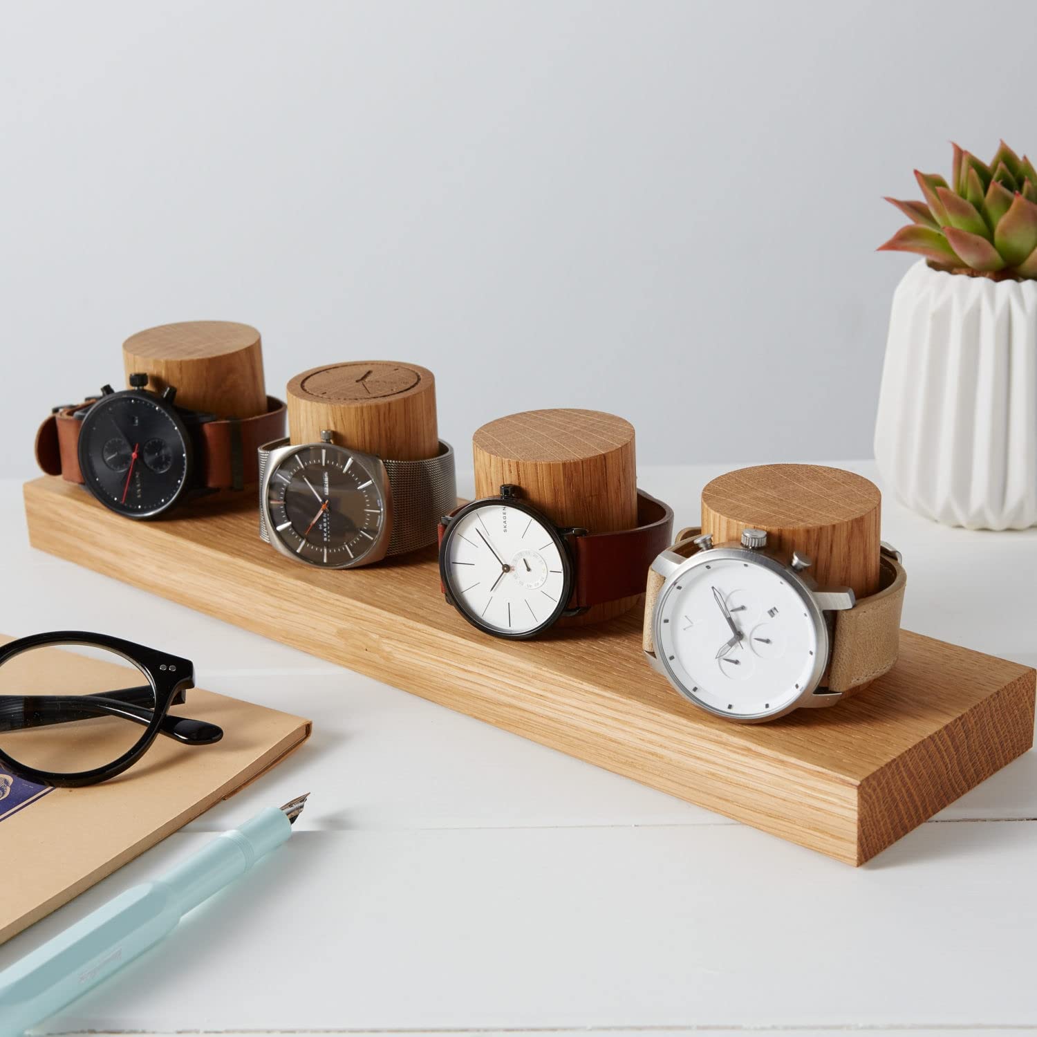 NJ Craft House 4-Slot Wooden Watch Display Case | Handmade Organizer For Men Watches | Large Holders For Storage | Stylish Watch Case | Ideal Display Stand For Collectors & Enthusiasts (B0BJ98YG1P) Amazon Price History, Amazon Price Tracker