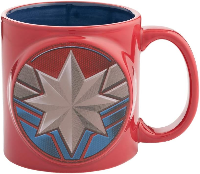 Vandor Marvel Captain Marvel Badge 20 oz. Bas Relief Ceramic Mug
