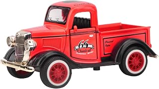 Pickup Truck Toy, Alloy Pull Back Car Toy Pickup Truck Model Diecast Toy Sound Light Car Vehicle Toys(Red) Clockwork Toys
