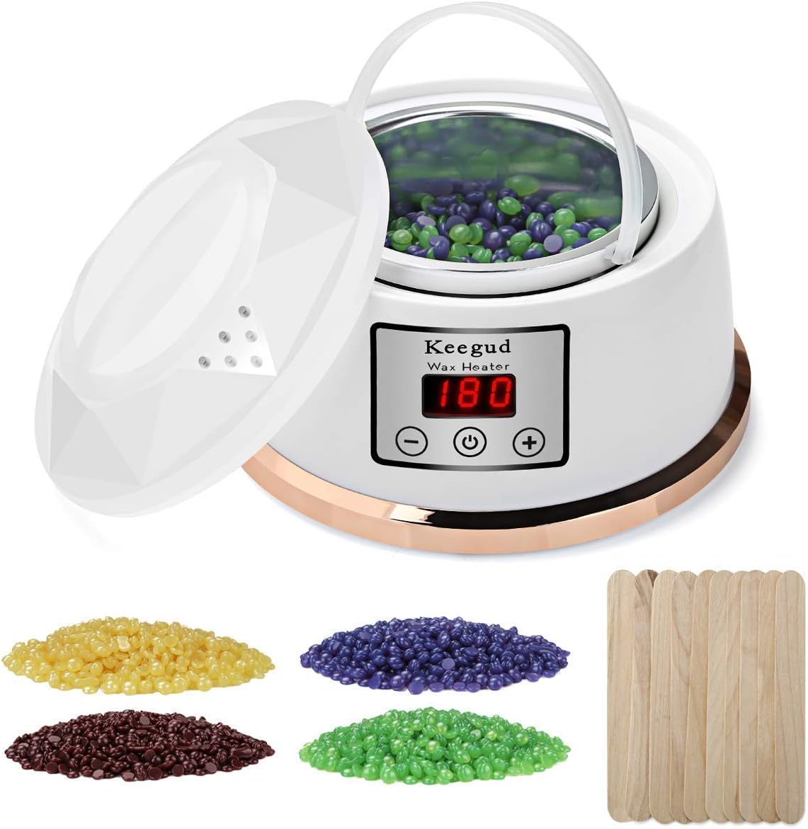 Wax Warmer Hair Removal Waxing Kit [2018 Upgrade] Constant Temperature Setting Electric Wax Heater Pot with 4 Flavors Wax Beans