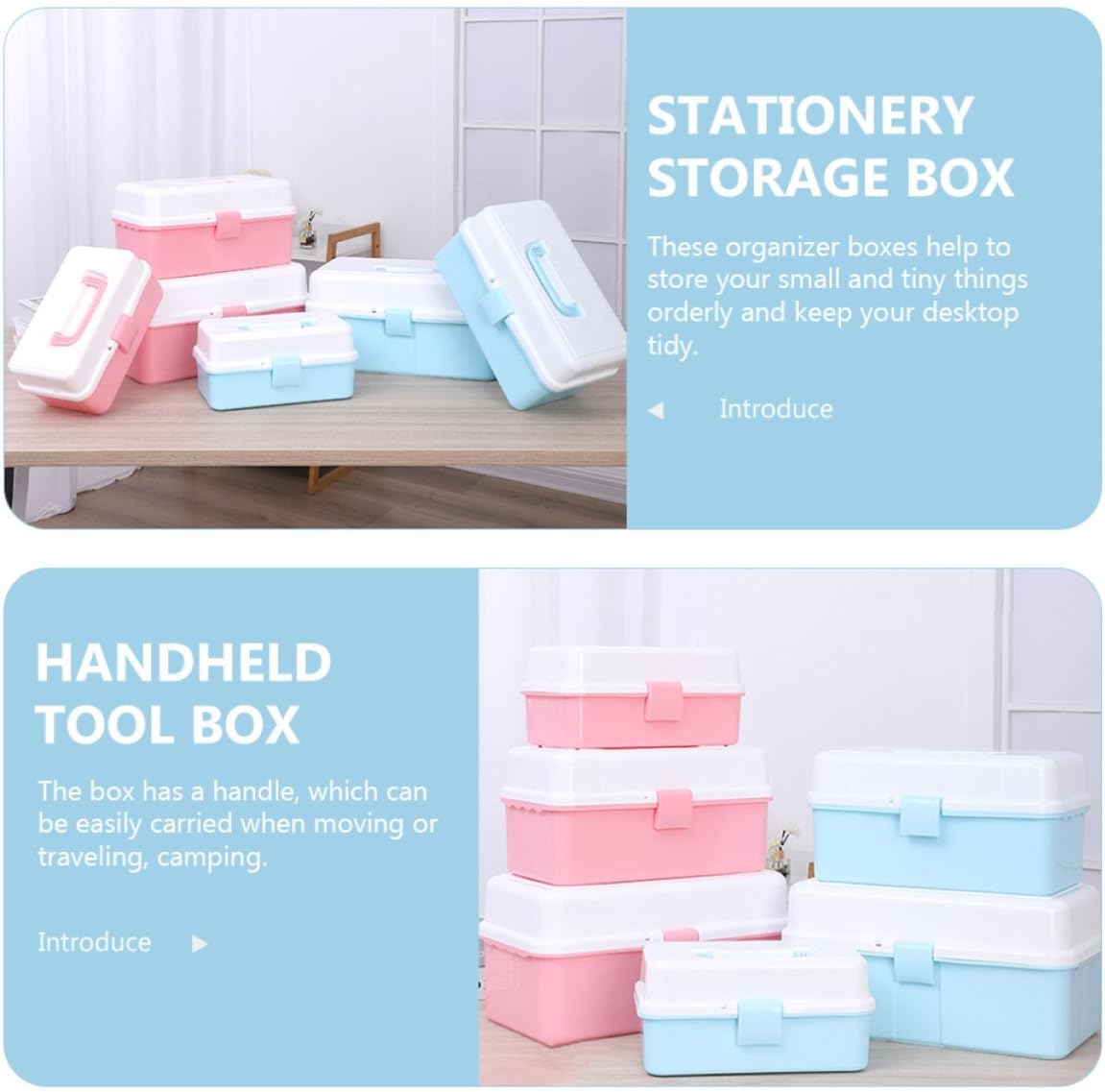 Three-layer Storage Box with Handle, PP Organizer for Students
