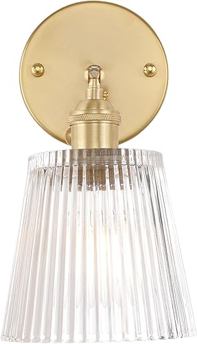 Miniatura 18 de Juego de 2 apliques de pared vintage con pantalla de vidrio a rayas ámbar, apliques de latón ajustables de 180 grados, con cable de iluminación,