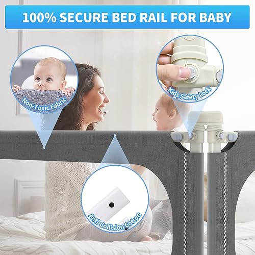 Miniatura 3 de MagicFox Rieles de cama para niños pequeños, extra altos, 32 niveles de ajuste de altura, especialmente diseñados para tamaño individual,