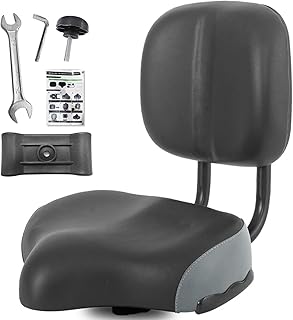 Bike Seat with Backrest, Oversized Comfortable Ergonomic Design Bicycle Saddle for Men and Women Adjustable Height Bike Saddle for Tricycle City Bike Commuter Bike Electric Bike