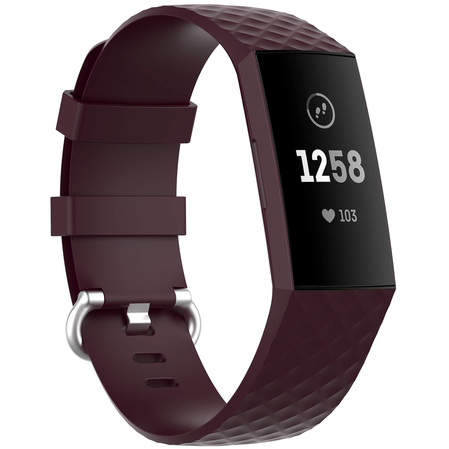 4-Pack Compatible with Fitbit Charge 4 / Fitbit Charge 3 / Charge 3 SE Bands, Silicone Sports Replacement Wristbands Strap for Fitbit Charge 4 Band Accessories (Maroon Cyan White Black, Large)