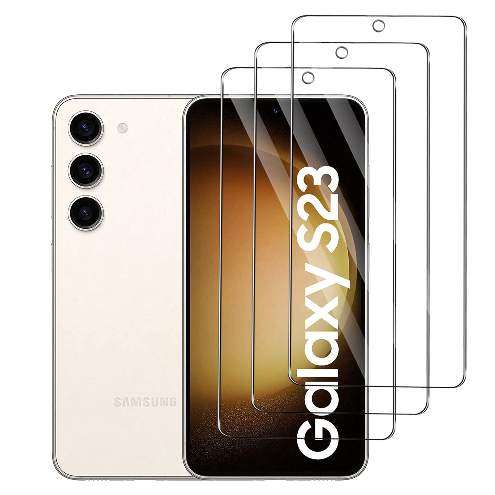ifymei 3 Pack Screen Protector for Samsung Galaxy S23 5G, Anti-Scratch, HD Clear, Bubble-Free, 9H Hardness Tempered Glass Screen Protector for Samsung Galaxy S23 5G