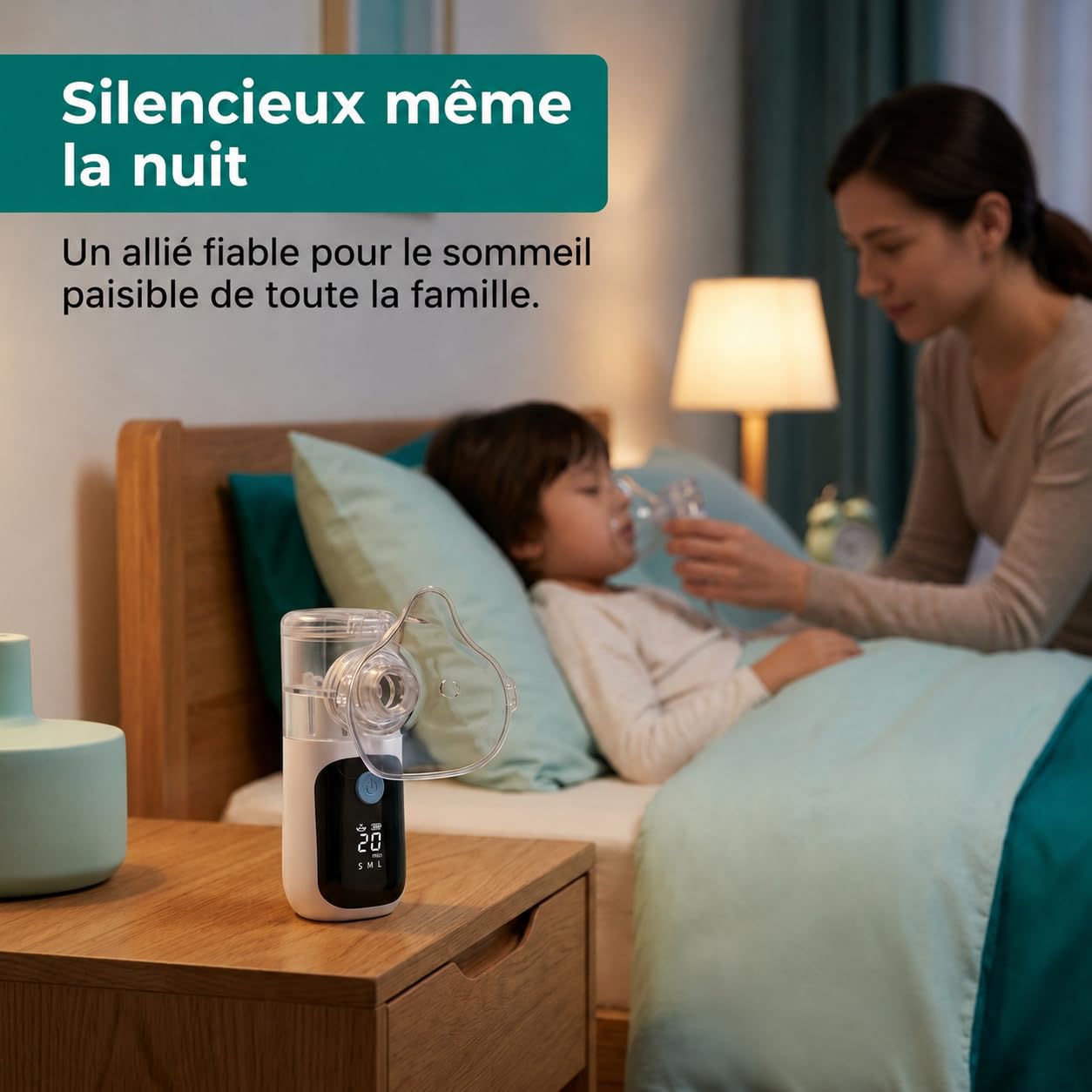 Medicinadellavoro.com - Nebulisateur Portable Silencieux Bebe et Adulte, Inhalateur Rhume Vapeur avec USB-C, Batterie Rechargeable et 2 Masques, Aerosol Medical Adultes Enfants Asthme et Bronchite