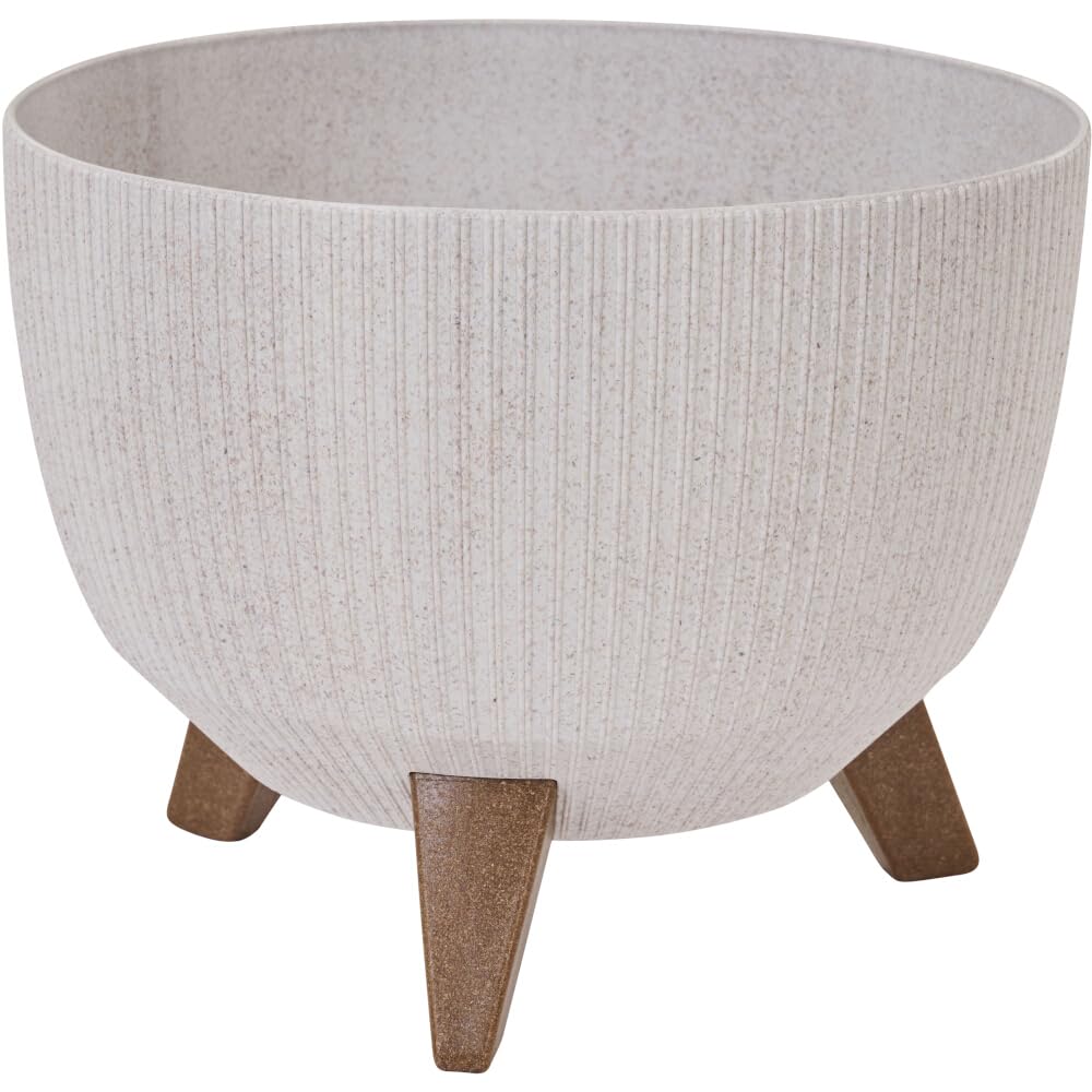 Pot de fleurs Oslo en plastique et fibres de bois crème 40x25cm