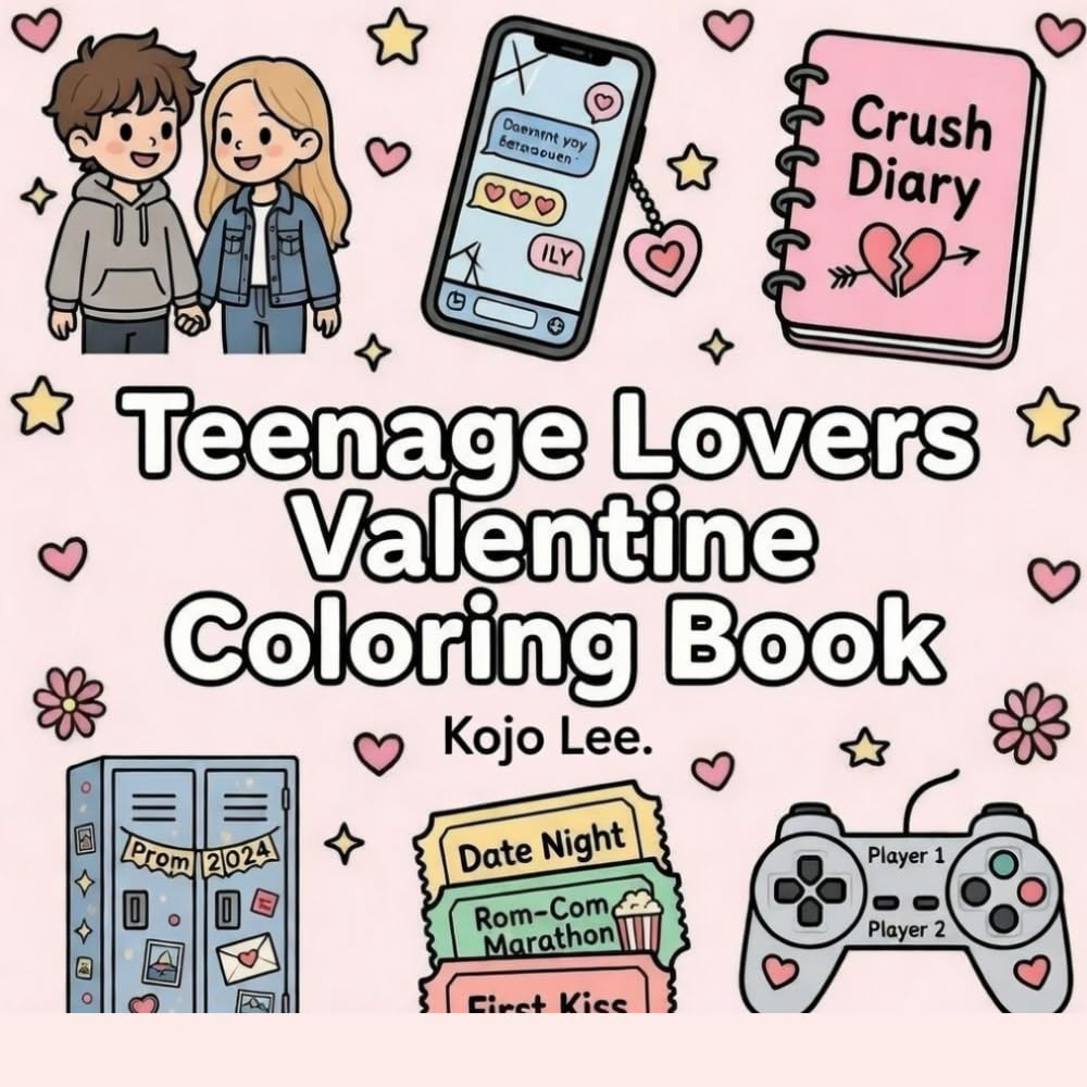 Teenage Lovers Valentine Coloring Book