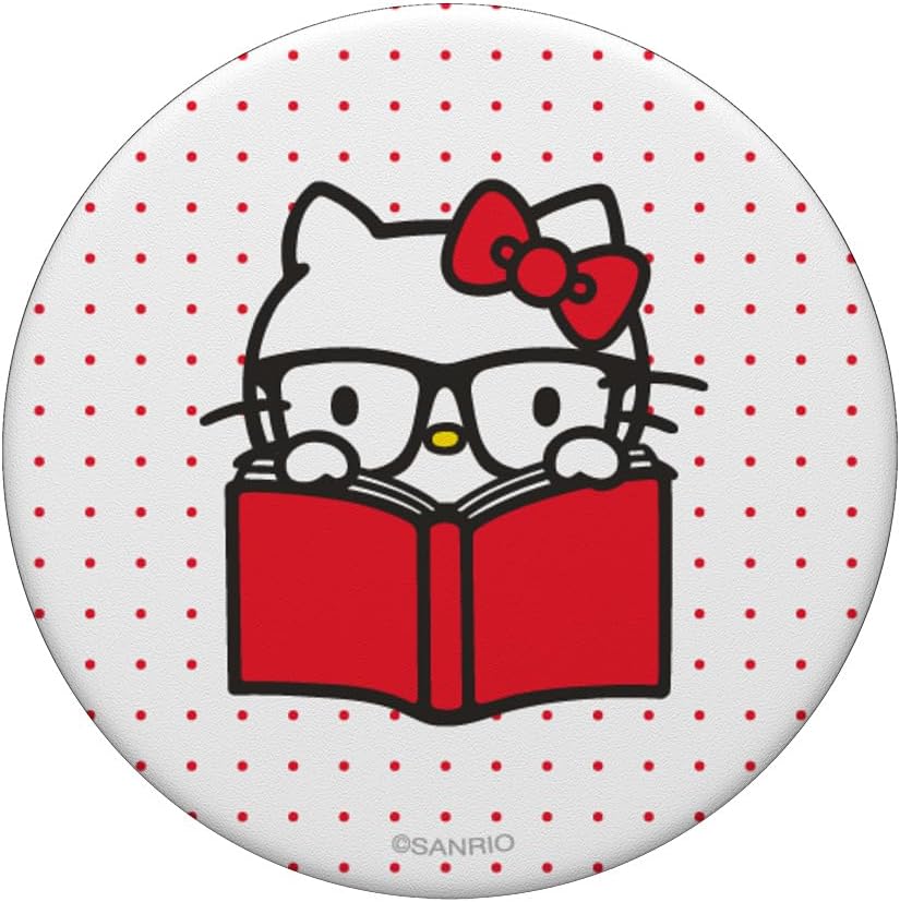 Hello Kitty Nerd Glasses Book Studying PopSockets Adhesive PopGrip - Image 3