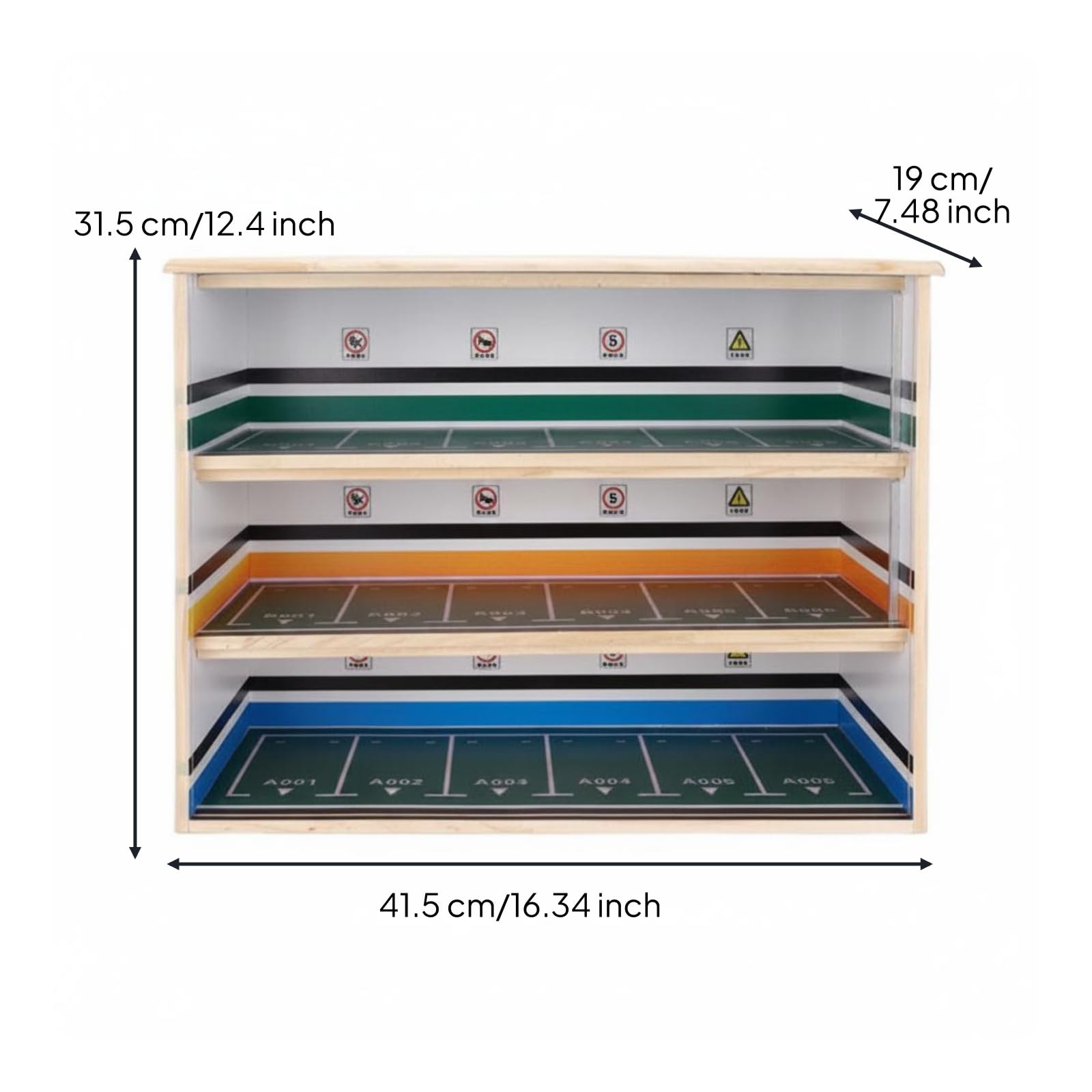 Milageto Vitrina Coches Escala Rectangular Expositor Triple Niveles Transparencia Alta Almacenaje , Madera , Modelo Regular De Madera Maciza