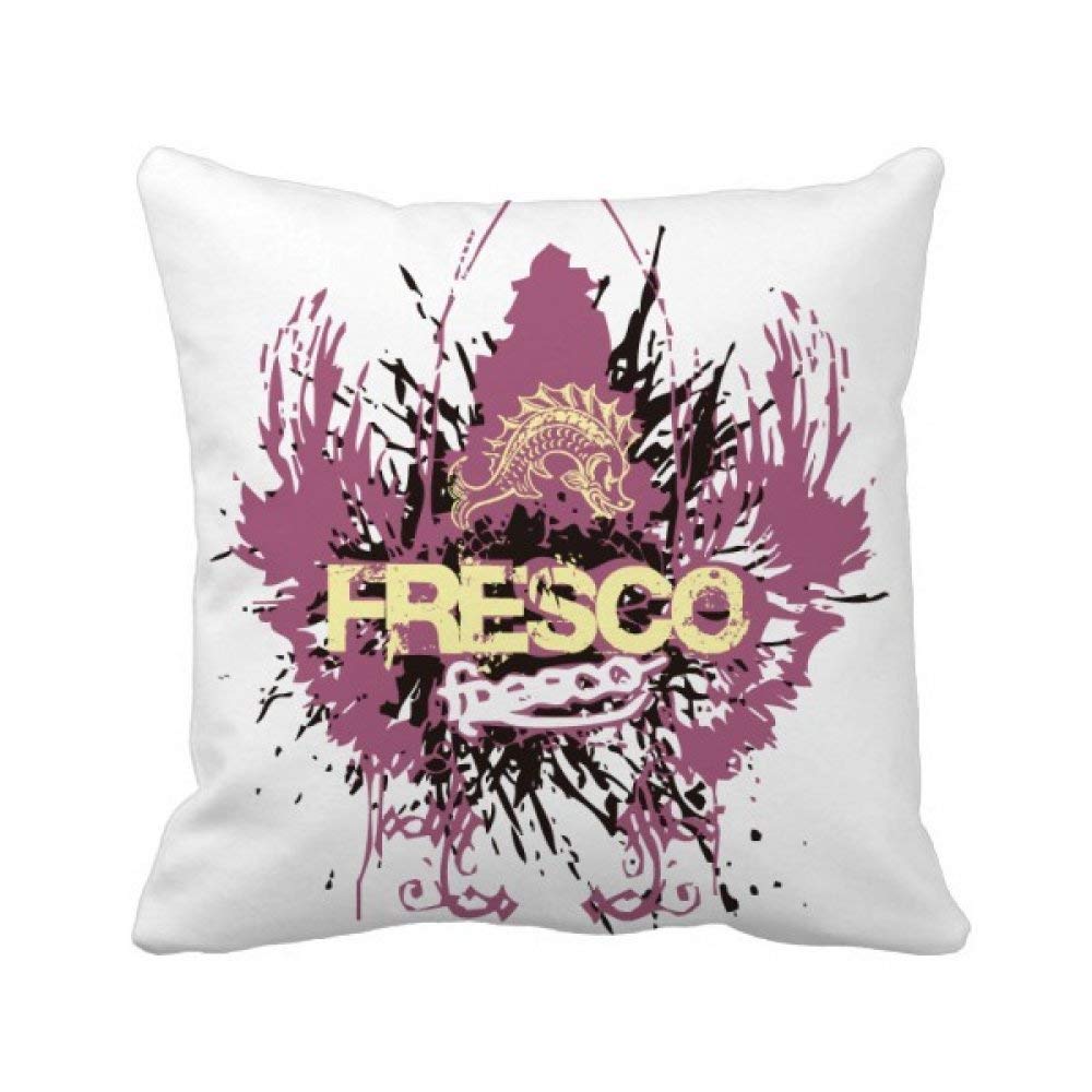 Oreiller de canapé poisson graffiti housse déco carrée 40x40 pour intérieur urbain