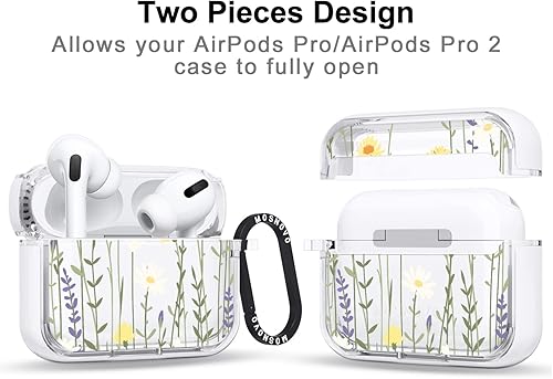 Miniatura 156 de MOSNOVO Funda protectora transparente para AirPods Pro 3, con anillo de metal duro de lujo de doble capa a prueba de golpes, diseñado para AirPods