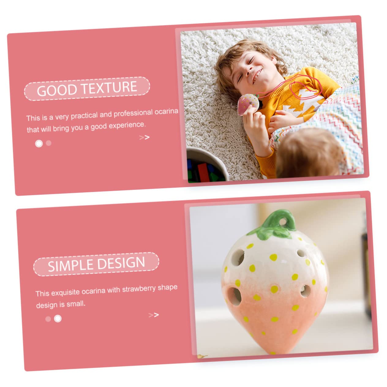 VANZACK 6Holes Strawberry Shaped Ocarina Wind Instrument for Adorable Playable Ocarina for Beginners and Music Lovers present for Boys