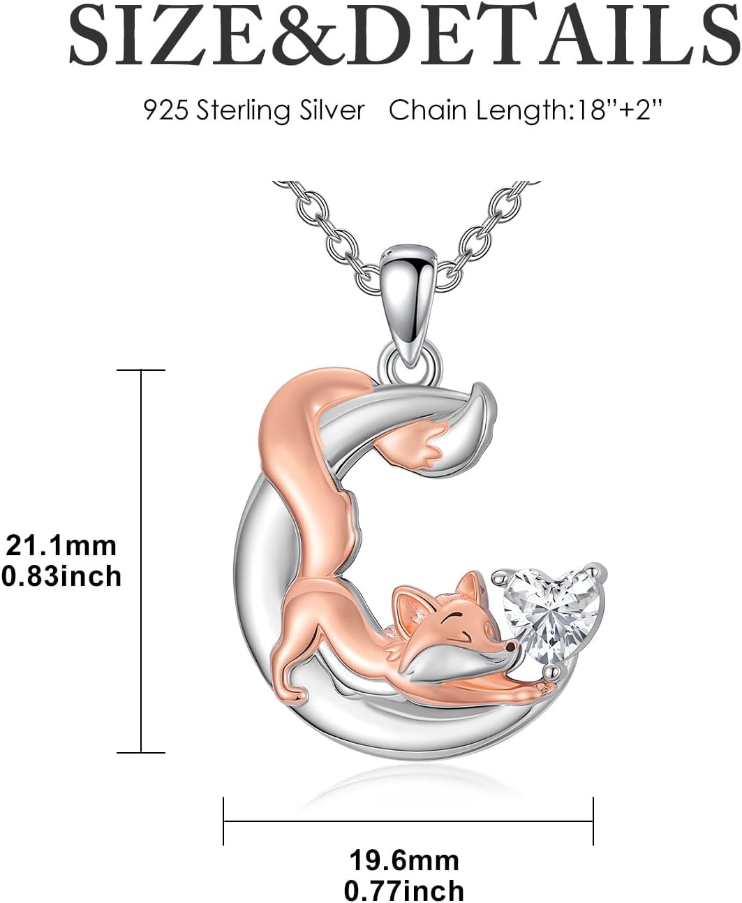 ROMANTICWORK Teddy Bear Necklace 925 Sterling Silver Fox/Axolotl Pendant Animal Jewelry Birthday Christmas Gifts for Women Daughter - Image 5