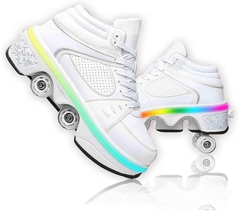 Buty do jazdy na rolkach z kółkami dla dziewczynek, dzieci, kobiet, mężczyzn, wyskakujące buty do jazdy na rolkach, które zamieniają się w łyżwy do tenisówek