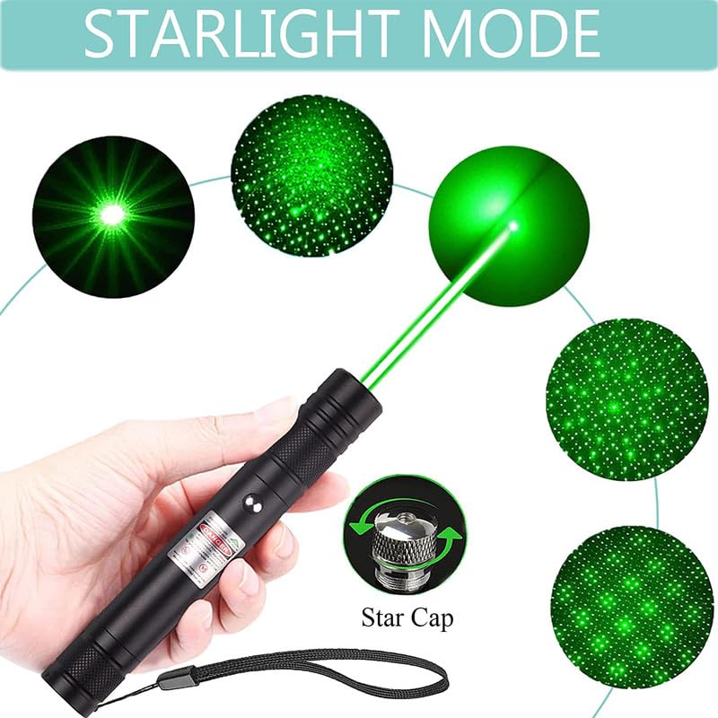 Image of COOLCOLD Laser Light | 200mW Rechargeable Green Laser Pointer | Powerful Lazer Pen for Party, Disco Lite + Battery | (Black, Pack-1)