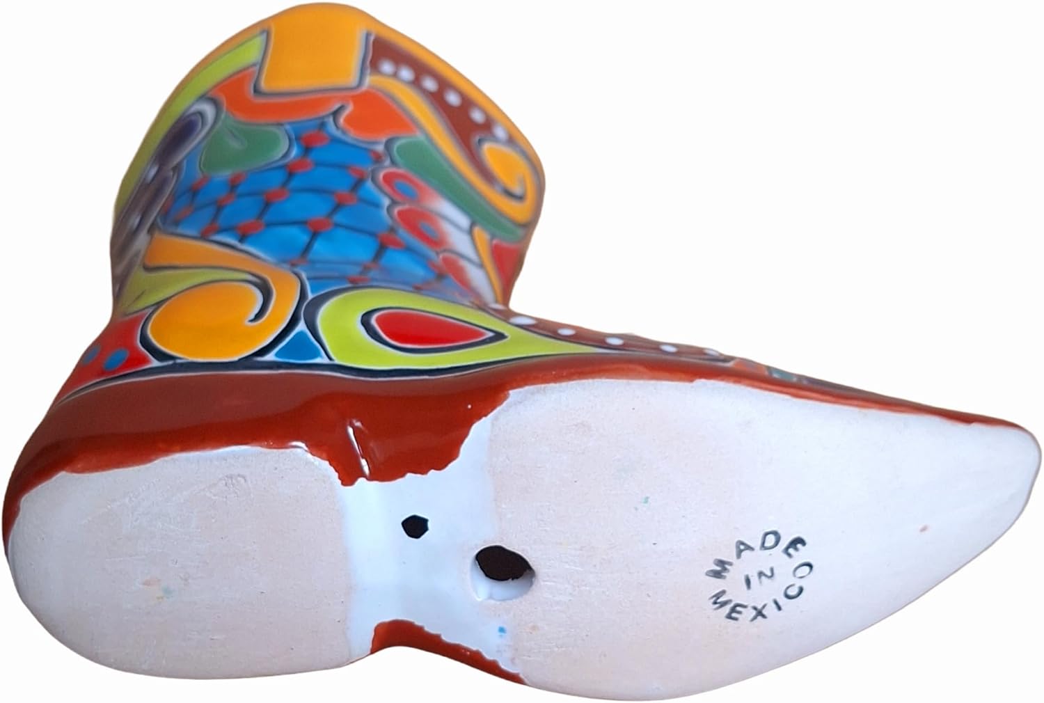 Mexican Pot Hand Painted Ceramic Cowboy Boot Flower Pot Medium Ceramic Mexican Pottery Planter (Yellow)